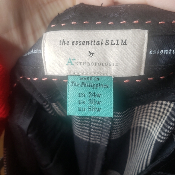 Anthropologie The Essential Slim Trousers in Black & White Plaid Print Size 24W - Picture 5 of 9